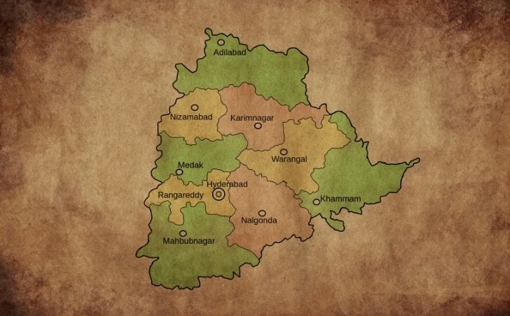 districts of TELANGANA - तेलंगाना के सभी जिलों के नाम