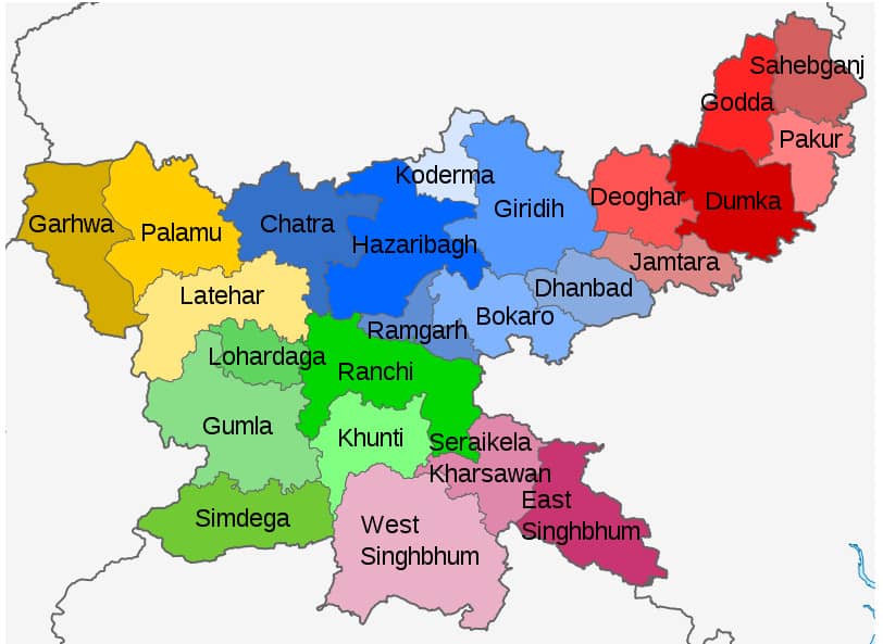 List of DISTRICTS OF JHARKHAND in Hindi and English, website, MAP|झारखण्ड के सभी जिलों के नाम और उनकी वेबसाइट