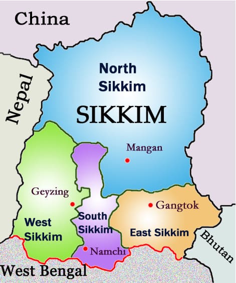 List of Districts of Sikkim in Hindi and English, website, map | सिक्किम  के सभी जिलों के नाम और उनकी वेबसाइट 